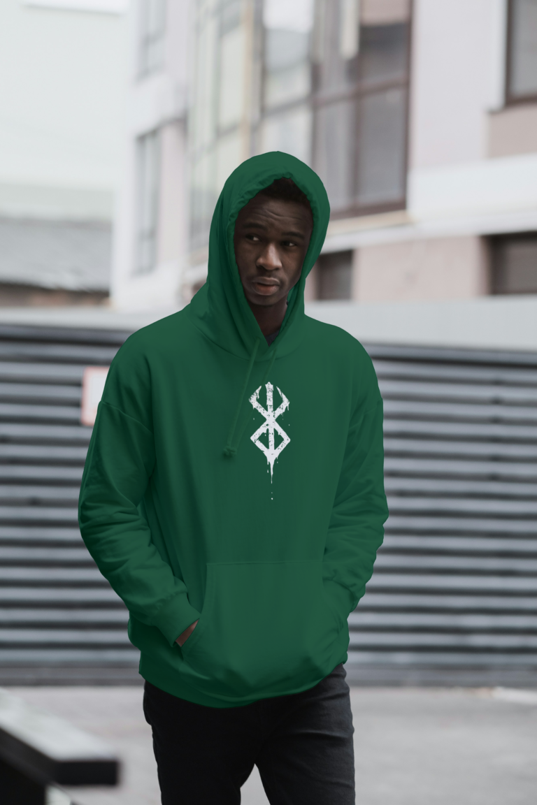 Berserk Oversized hooded sweatshirt-bottle green1
