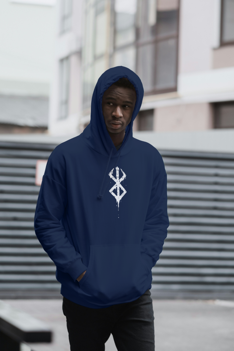 Berserk Oversized hooded sweatshirt-navy blue1