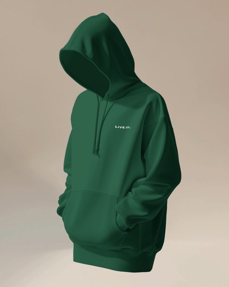 Live it Unisex Oversized hooded Sweatshirt-bottle green2
