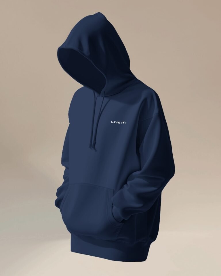 Live it Unisex Oversized hooded Sweatshirt-navyblue2