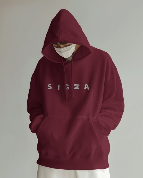 Sigma Oversized Hooded Sweatshirt-maroon1