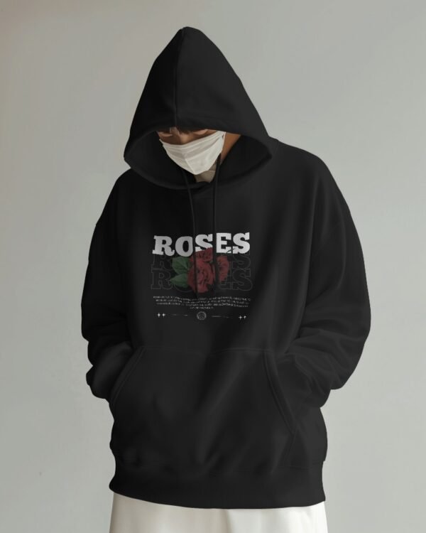 Roses Oversized Hooded Sweatshirt-black2