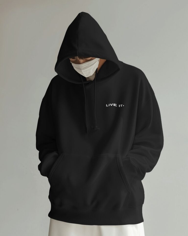 Live it Unisex Oversized hooded Sweatshirt-black1