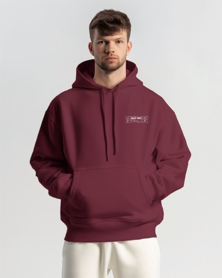 Crazy Vibes Oversized Hooded Sweatshirt-maroon2
