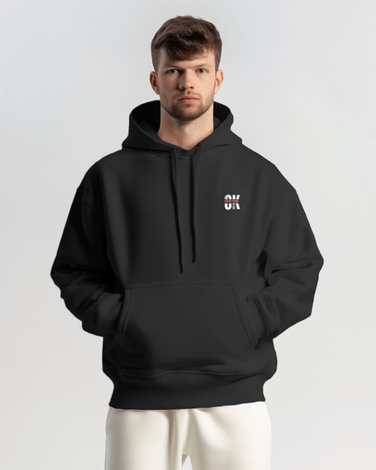 Everything OK Oversized Hooded Sweatshirt-black1