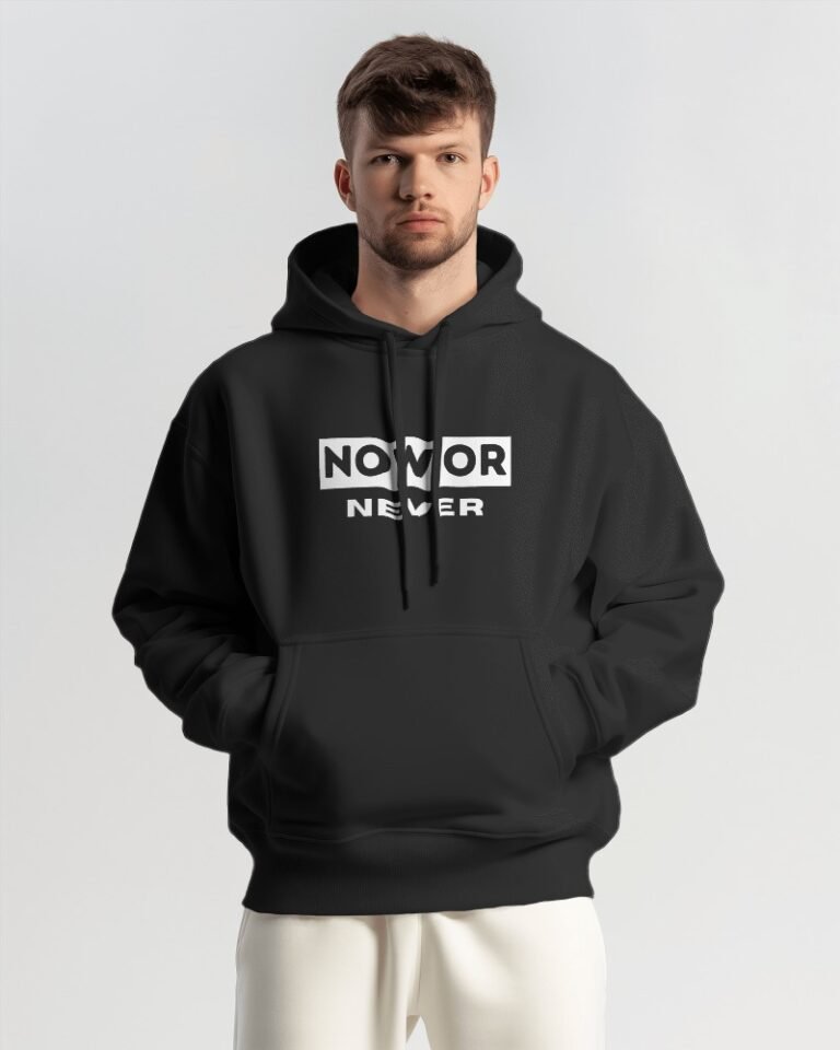 NOW OR NEVER Oversized Hooded Sweatshirt-black4