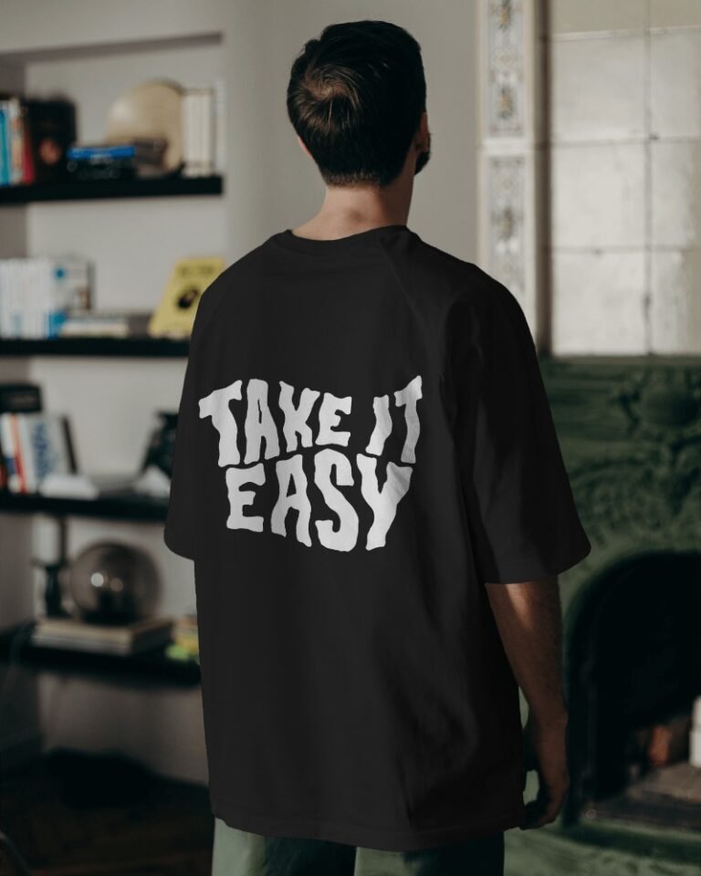 Take It Easy Oversized Terry T-shirt-black3