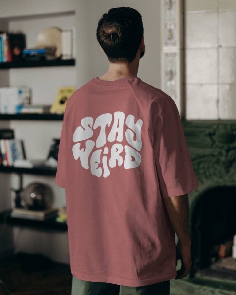 Stay Weird Oversized Terry T-shirt-flamingo2