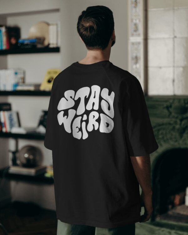 Stay Weird Oversized Terry T-shirt-black2