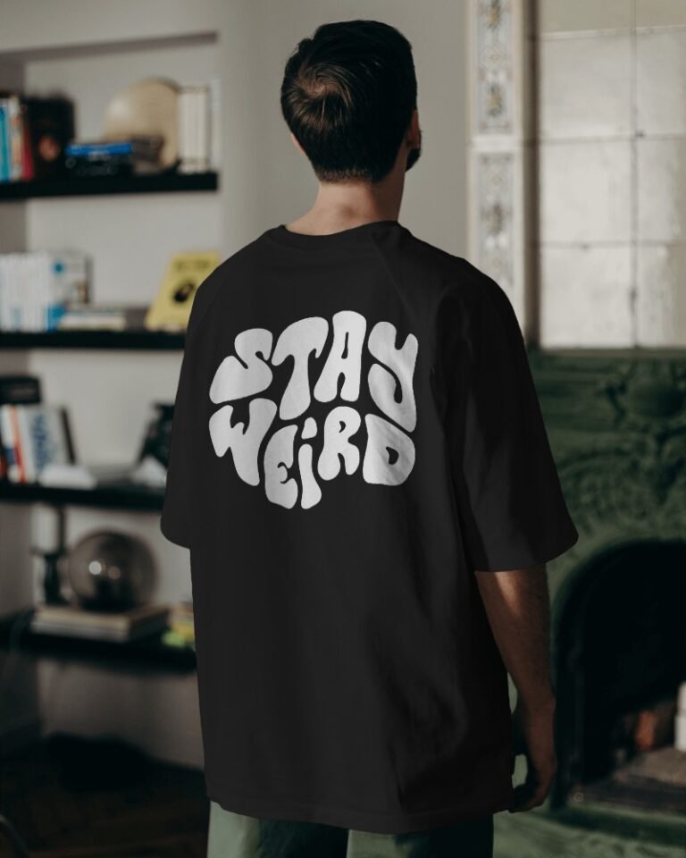 Stay Weird Oversized Terry T-shirt-black2