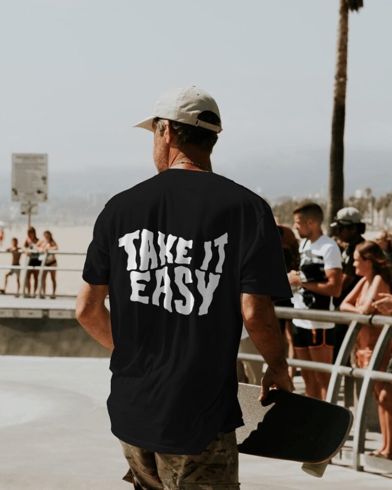 Take It Easy Oversized Terry T-shirt-black1