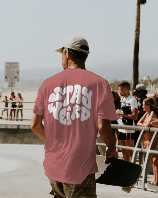 Stay Weird Oversized Terry T-shirt-flamingo3