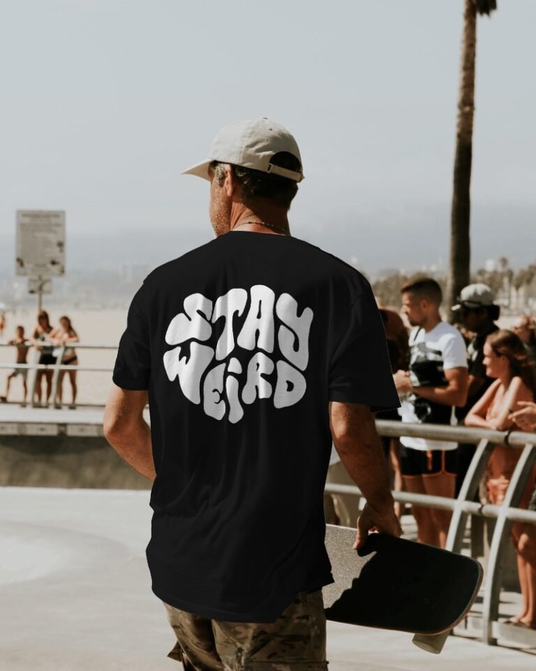 Stay Weird Oversized Terry T-shirt-black3